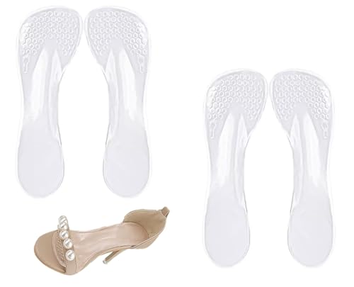 2 pares de plantillas para tacones altos, gel silicona transparentes