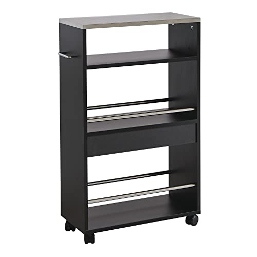 habeig Küchenwagen Küchentrolley Holz Metall Edelstahl Küchenschrank Teewagen Rollwagen Nischenwagen (Schwarz #784) Cover