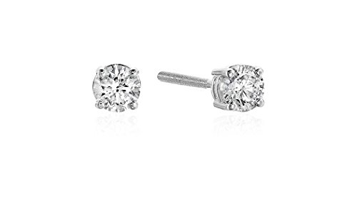 The Diamond Channel AGS Certified Diamond Earrings For Women in 14K Gold with Screw Back and Post Studs (JK+ Color, I2 Clarity), Choice of Carat Weights (white-gold.30)