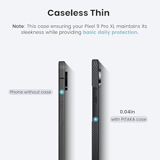 pitaka for Pixel 9 Pro XL Case 6.8”, Case-Less Touch Feeling, 600D Aramid Fiber Made, Black/Grey(Twill)