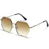 AGRIEVE Polygon Metal Hombres Gafas de Sol Moda Mujer Gafas de Sol Masculinas de Lujo Retro Sentido Avanzado Gafas Femeninas Sombras UV400,Gradient Tea,Un tamaño