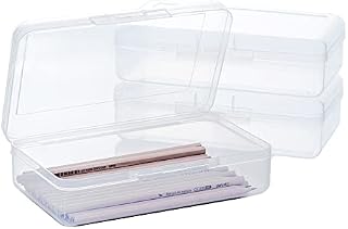 YOSCO 3 Pack Pencil Box, Plastic Large Capacity Pencil Case Boxes with Snap-tight Lid Office Supplies Storage Organizer Box