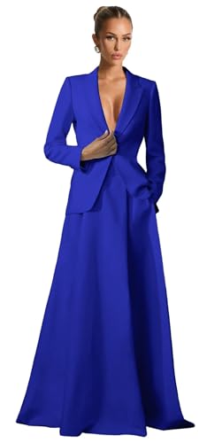 Women's 2 Piece Skirt Suit Set Business Office Work Blazer Dress Dressy One Button Womens Long Skirt