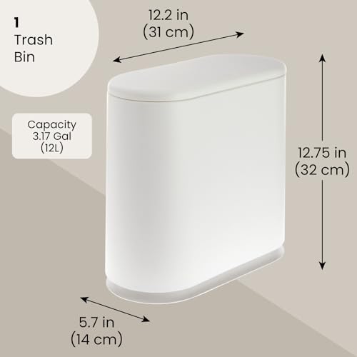 Bote de Basura para Baño Juvale 12L Blanco con Tapa miniatura 5
