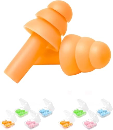 Zodazoqa 8 Pairs Earplugs for Sleeping Noise Cancelling, Reusable Ear Plugs Soft, Silicone Ear Plug, for Sleeping, Swimming, Snoring, Concerts, Work, Noisy Places (4 Colors)
