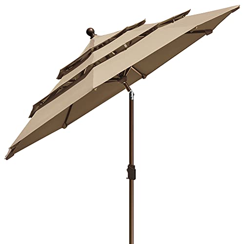 EliteShade USA 10-Year-Non-Fading 9ft 3-Tier Market Patio Umbrella, Commercial Grade Outdoor Table Umbrella with Crank Open, Windproof & UPF 50+ UV Protection, Heavy Duty Ventilation for Garden, Deck, Pool, Backyard, Beach & Bistro, Heather Beige by EliteShade - Image 4