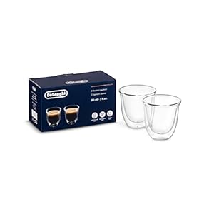 De’Longhi DeLonghi Double Walled Thermo Espresso Glasses, Set of 2, Regular, Clear, 60 milliliters