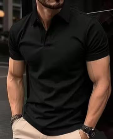 Image of Men's Polo T-Shirt, Grey, Short Sleeve, Casual Style with Chest Pocket