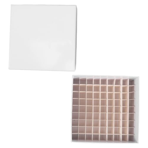 Zerodeko Boîte de Rangement Blanche en Papier pour Tubes à Microcentrifuger 81 Emplacements, Étanche et Compatible Congélateur, pour Travaux de Recherche...