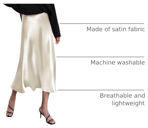 Image of Zeagoo Skirts for Women High Waist Skirt Elegant Midi Skirt Satin