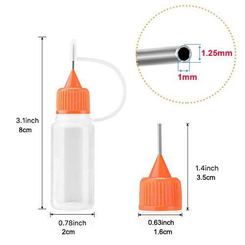 Bottigliette Precisione Con Ago - Kit 30 Bottiglie 10ml + 30 Punte Colorate Per Craft E Pittura - Foto 8