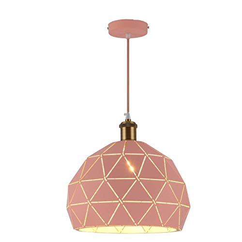 Lustre suspension rose E27 en fer forgé scandinave pour chambre