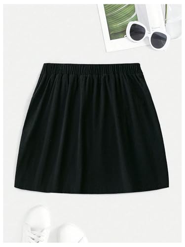 Floerns Women's Plus Size High Waisted A Line Skirt Ruched Slit Hem Mini Skirts2