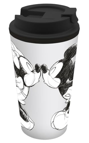 GEDALABELS Coffee to go Becher Mickey Kiss Sketch silbergrau 400ml