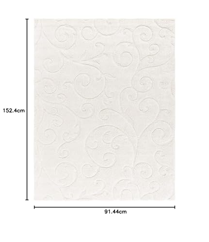 Image of Handwoven Microfibre 3D Rug for Living Room (Ivory & Ivory, 3 X 5 Feet, Microfibre)
