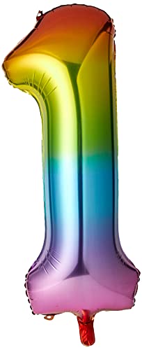 Rainbow number 1 shaped foil balloon - 1 pc