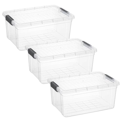 Image of Superio Storage Bins with Lids, Clear Plastic Containers for Organizing, Stackable Totes, BPA Free, Odor Free, Organizer Boxes for Home, and Dorm (3 Pack, 36 Qt)