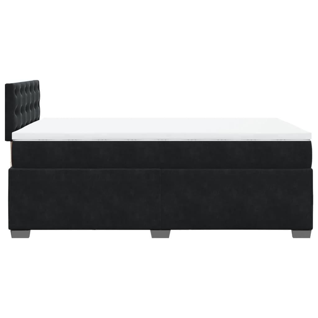 vidaXL Boxspringbett, Polsterbett Bett mit Matratze Matratzenauflage, Bettgestell mit Kopfteil Lattenrost, Doppelbett für Schlafzimmer, Schwarz 120x200cm Samt