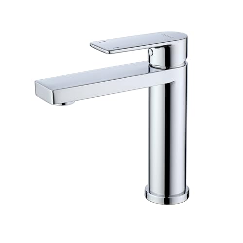 Decaura Robinet Salle Bain mitigeur lavabo salle de bain Chromé avec bec hauteur 130mm robinetterie salle de bain chaud et froide