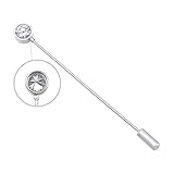HooAMI Round Crystal Rhinestone Brooch Lapel Stick Pin for Men and Women Silver
