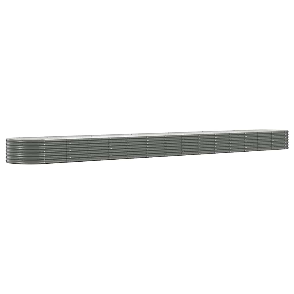 vidaXL Powder-Coated Steel Garden Raised Bed 620x80x36 cm - Spacious Grey Outdoor Planter Box for Vegetables, Flowers, and Herbs