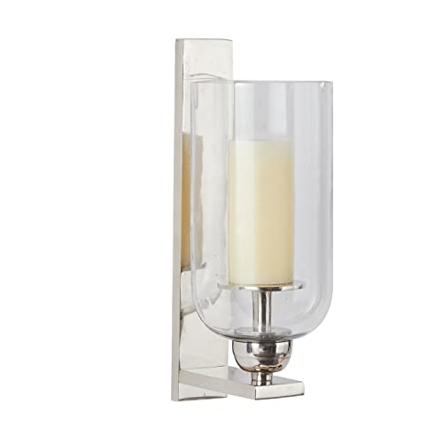 Deco 79 Aluminum Single Candle Wall Sconce, 6" X 8" X 16", Silver #TOP1