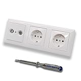 Hersteller Durchgangsdose: WISI // Hersteller Steckdosen, Rahmen und Abdeckung(en): BUSCH JÄGER // Hersteller Phasenprüfer: EBROM; EINE SET IDEE VON EBROM