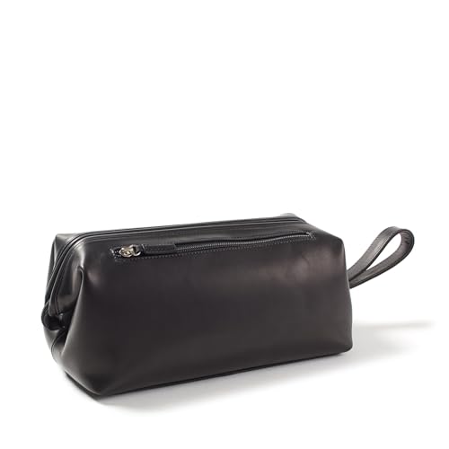 Leatherology Premium Black Oil Framed Toiletry Bag - Wide-mouth zippered opening, interior and exterior zippered compartments, compact and functional2