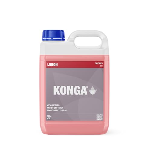 Konga Suavizante líquido de vainilla y jazmín, concentrado de 5 litros, para un lavado suave, reduce la electricidad estática y agradable frescura