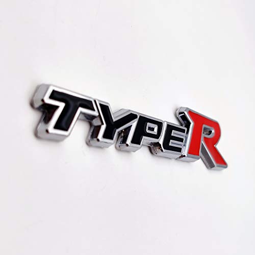 Chrome Metal Type-R Logo Car Emblem Premium 3D Racing Sport Badge Turbo Sticker Power Decal (Black&Red) #TOP3