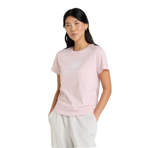 New Balance French Terry Stacked Logo Crew - Ash Heather (047) RSG - Rose Sugar X-Small