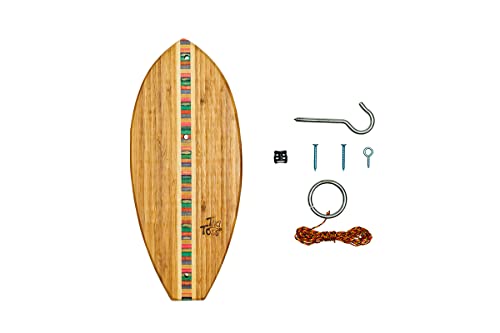 Tiki Toss Ring Toss Game – 13 Inch Surfboard - Hook And Ring Game With String And Hooks For Outdoor/Indoor Use, Man Cave Decor - Multi Color Surfboard Edition #TOP3