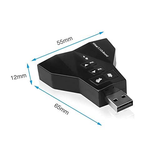 Image of Meshiv Airplane Virtual 7.1 Channel External USB Sound Card Adapter with 2 Stereo Output and Mono Microphone Aeroplane with Volume /Sound Buttons -Input Jack (Black)