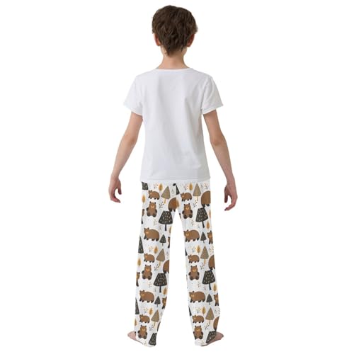ALAZA Cute Bear Pine Trees Pajamas Bottoms with Pockets Comfy Pjs Sleepwear Elastic Waistband Pajamas Pants Lounge Pants for 6-14 Years3