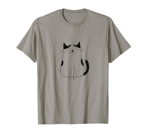Cute Cat Motif T-Shirt Cool Cats Funny Drawing T-Shirt