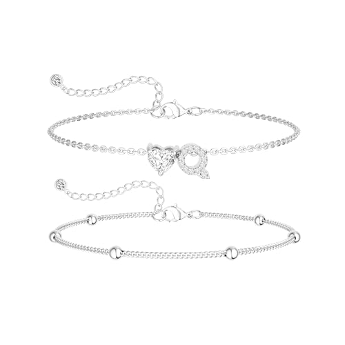Image of NECOCY Initial Heart Diamond Anklets for Women Waterproof, Non Tarnish 14k Gold Plated Letter Ankle Bracelets Dainty, Summer Beach Bikini Jewelry Gifts for Women