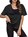 LCXWFE Womens Deep V Neck Sexy Tops Summer Short Sleeve Slim T Shirts Solid Color Basic Tees