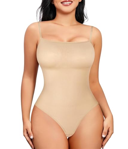 Image of Nebility Shapewear Bodysuits for Women - Tummy Control Square Neck Bodysuit Seamless Body Shaper