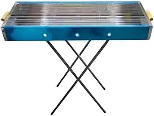 Stainless Steel Outdoor Large Portable Folding Barbecue Grill (Blue)
