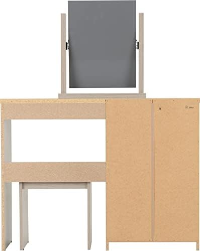 Seconique Nevada 4 Drawer Dressing Table Set - Grey Gloss/Light Oak Effect Veneer