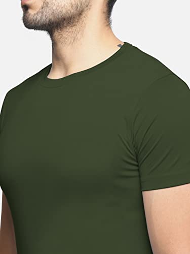 Image of BULLMER Solid Cotton Blended Half Sleeve Round Neck Tshirt for Men