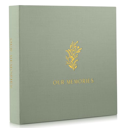 Beautiful Linen Photo Album For 4x6 Pictures - Safely Holds Up To 200 Photos of Unique Memories - The Perfect Large Photo Book To Store All Pictures of Treasured Family Baby or Wedding Moments