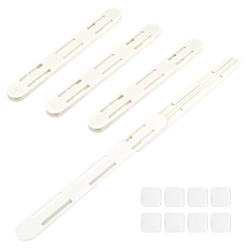 LELE LIFE Lot de 4 glissières adhésives coulissantes pour tiroir d'armoire, organisateur de poubelle, guides coulissants, sans perçage, montage inférieur pour étagère