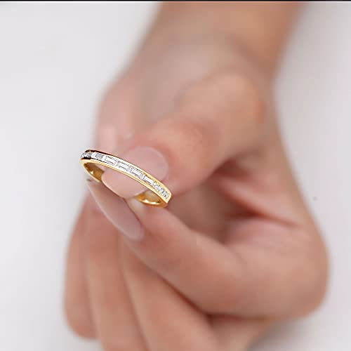 Certified Moissanite Baguette Wedding Band, D-Vs1 Quality, Moissanite Half Eternity Ring For Women - Ready To Gift4