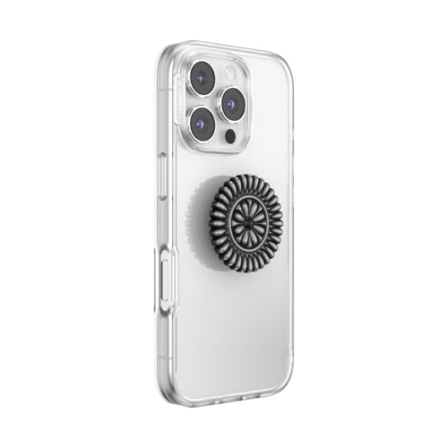 Image of PopSockets PopTop, Adhesive Phone Grip with Swappable Top, Metal - Stamped Black