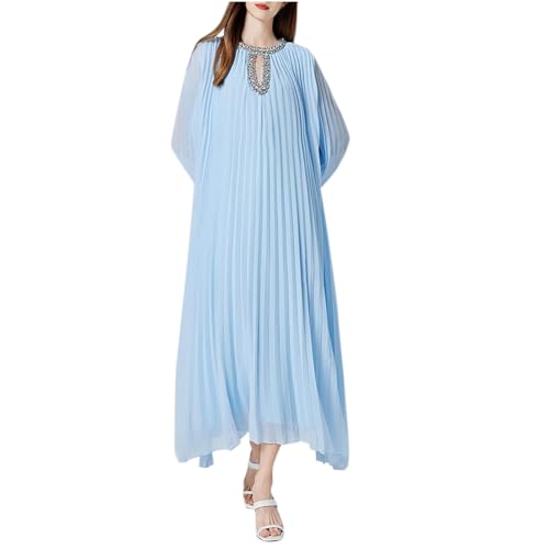 Vestido de gasa para bodas y eventos de noche con cuello joya brillante