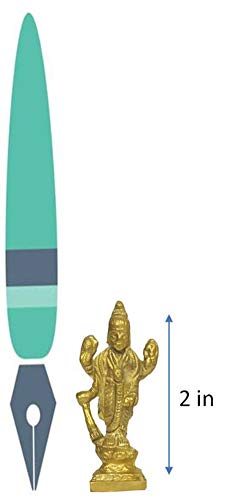 Estatua miniatura de latón Lord Vishnu acabado dorado miniatura 3