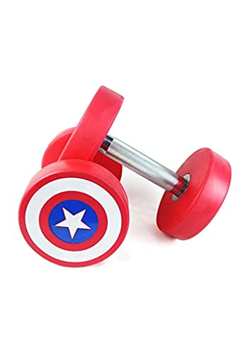 ASG Captain America Bouncer Round Rubber Coated Home Gym and Professional Use Fixed Dumbbells For Beginners and Experts (Red), 2.5kg set - Pack of 2 Pieces - Total 5kg weight
