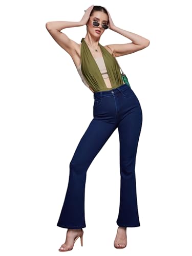 Image of Miss Chase Women's Wide-Leg High-Rise Regular-Length Stretchable Shaping Denim Jeans