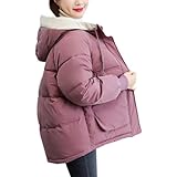 [ririka] リリカ ショート ブルゾン 中綿 フード 付き コート 防寒 保温 あったかい 秋冬 ウインター きれいめ ポケット ミドル 丈 カジュアル レディース (L, 紫)